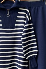 Fermuarlı Alt - Üst Triko Takım Lacivert - Tek Ebat