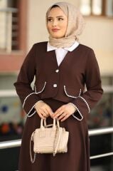 İşleme Detaylı Etekli Takım Bordo