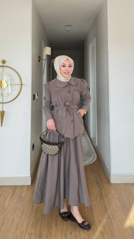 Retro Yaka Kuşaklı İkili Takım