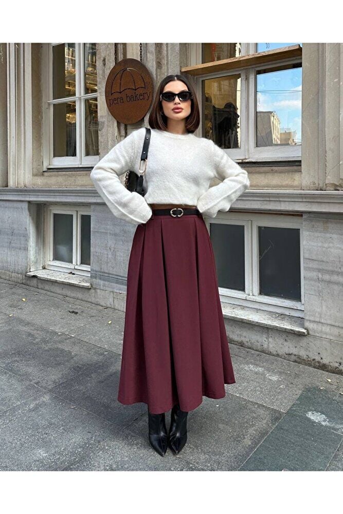 kemerli kloş etek