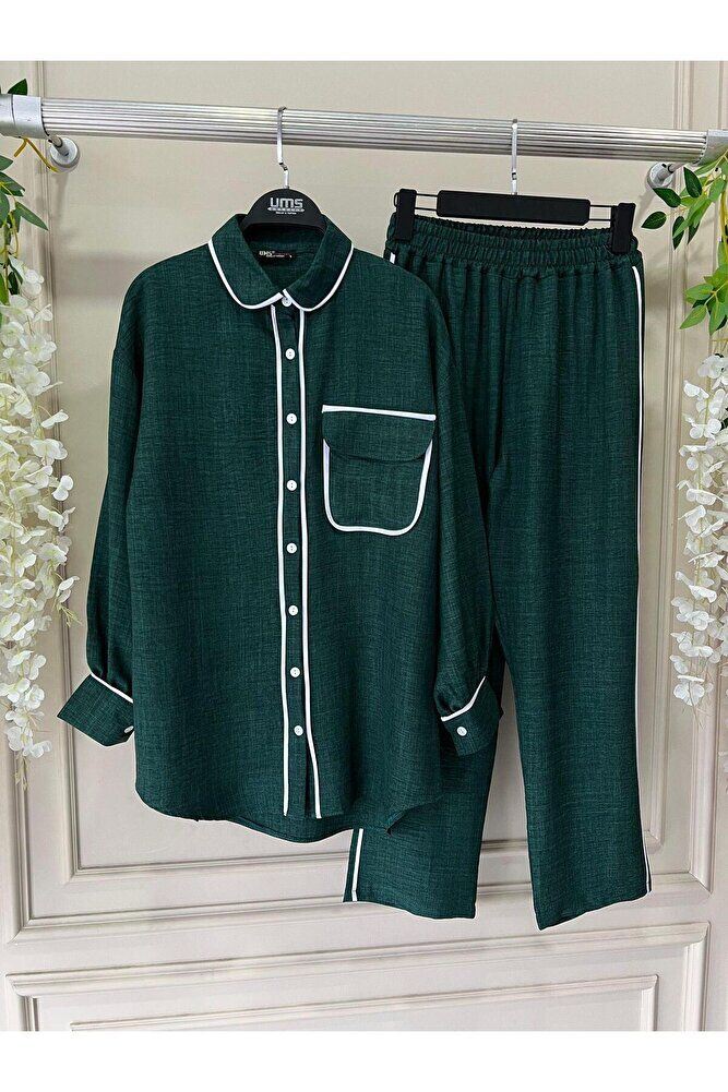 Yazlık Biyeli Keten Kumaş Alt Üst Takım