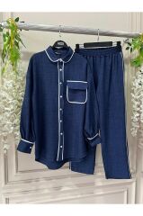 Yazlık Biyeli Keten Kumaş Alt Üst Takım