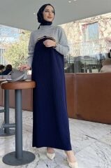 Seyran Elbise Krem Lacivert