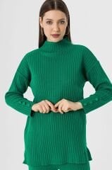 Düğme Detaylı Fitilli Triko Takım