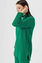 Düğme Detaylı Fitilli Triko Takım