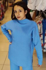 Düğme Detaylı Fitilli Triko Takım