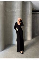 Uzun Kol V Yaka Triko Elbise