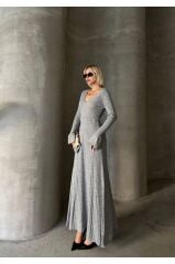 Uzun Kol V Yaka Triko Elbise