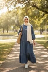 İnce Kot Tesettür Elbise