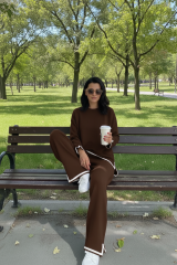 Yırtmaç Detaylı Triko 2li Takım Acı Kahve - Standart