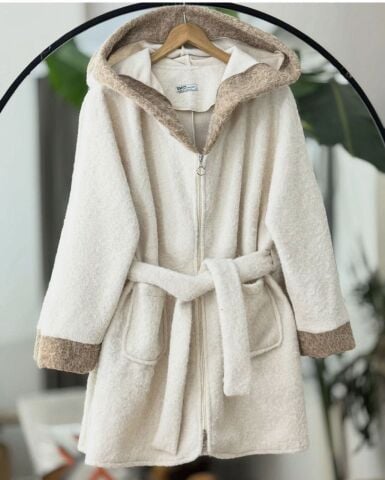 Fermuarlı Garnili Çift Cep Kemerli Kaşe Kap