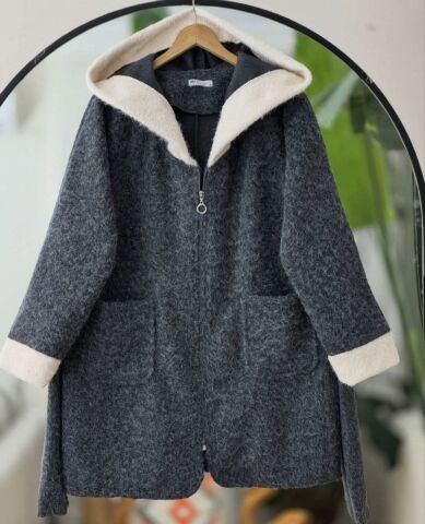 Fermuarlı Garnili Çift Cep Kemerli Kaşe Kap