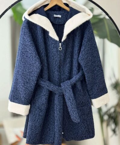 Fermuarlı Garnili Çift Cep Kemerli Kaşe Kap