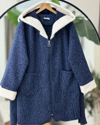 Fermuarlı Garnili Çift Cep Kemerli Kaşe Kap