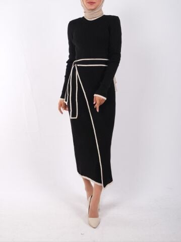 Yandan Bağlamalı Triko Elbise