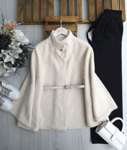 Kemerli ve Modern Kesim Kaşe Kaban