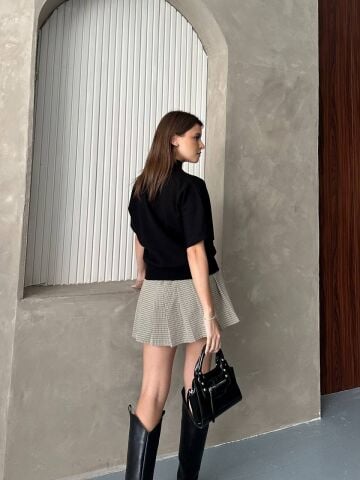 Başlık: Rosman Kumaş Pileli Desenli Mini Etek