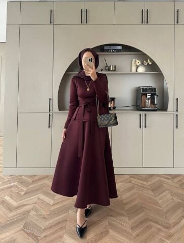 Bağlamalı Modern Kesim Scuba Etekli Takım