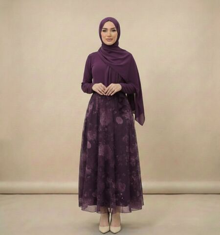 Çiçek Desenli Şifon Etek